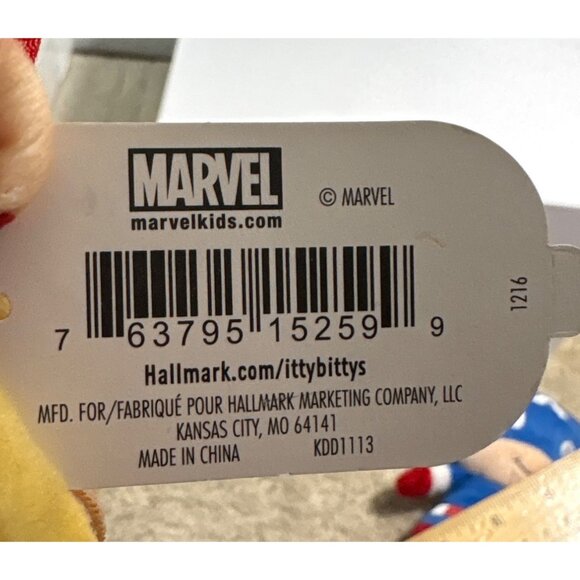 Marvel Hallmark Itty Bittys Plush Toys Set Of 3 Captain America Thor Hawkeye - Picture 10 of 12